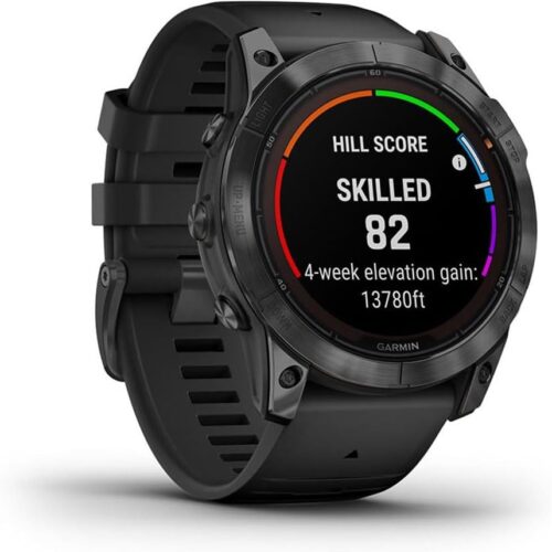 Garmin fēnix 7X Pro, Solar – Montre GPS Multisports connectée – Gray avec Bracelet Noir – Boîtier 51 mm